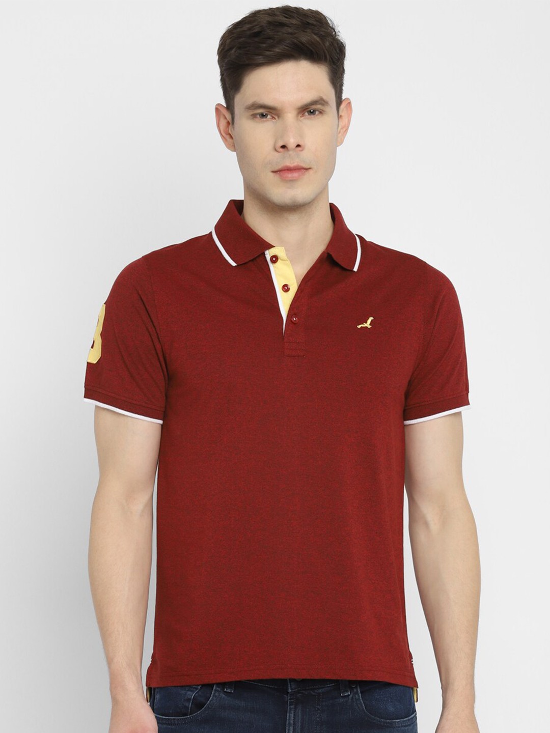 

American Crew Men Maroon Polo Collar T-shirt