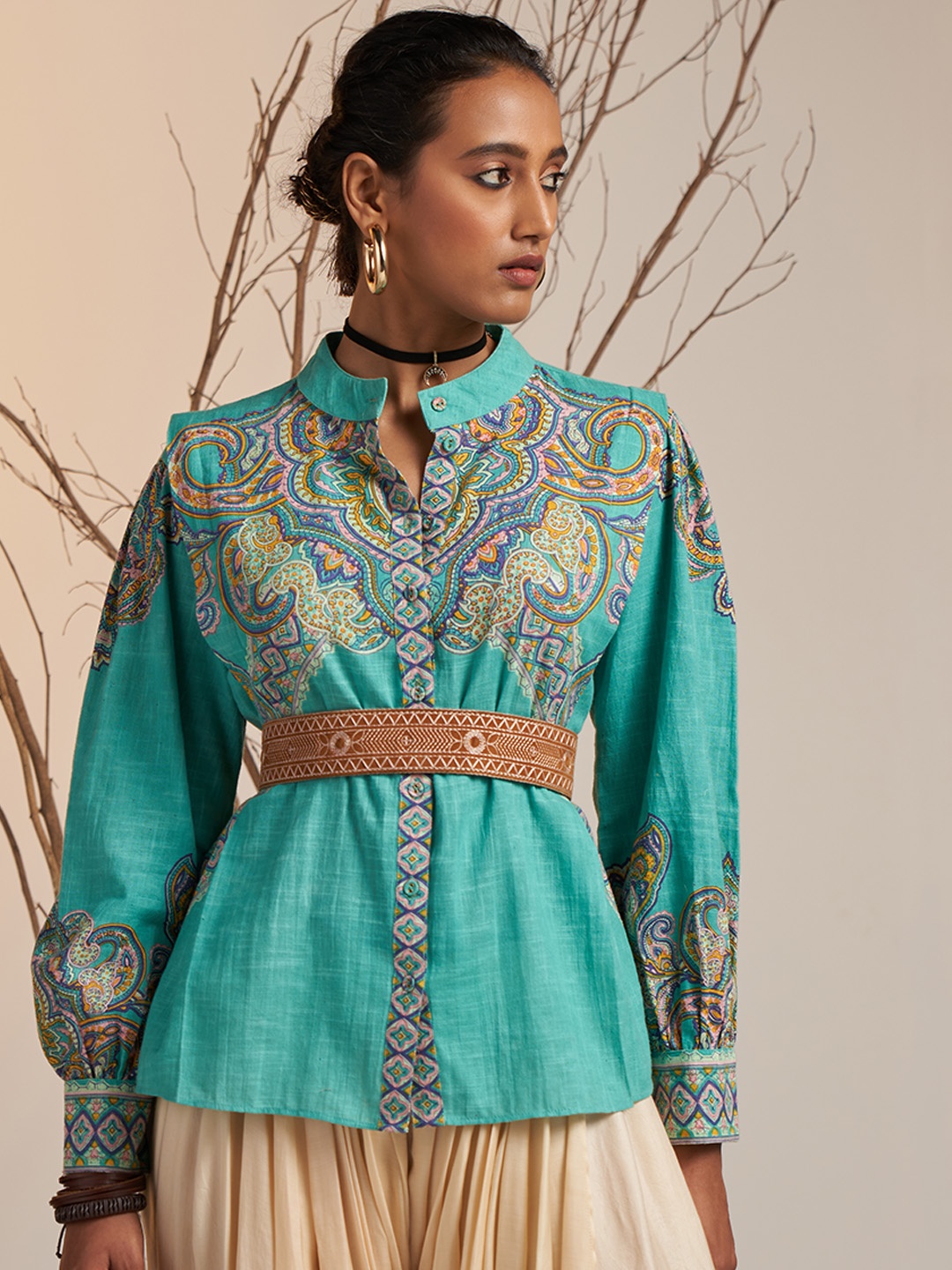

Ritu Kumar Women Green Printed Relaxed Casual Shirt