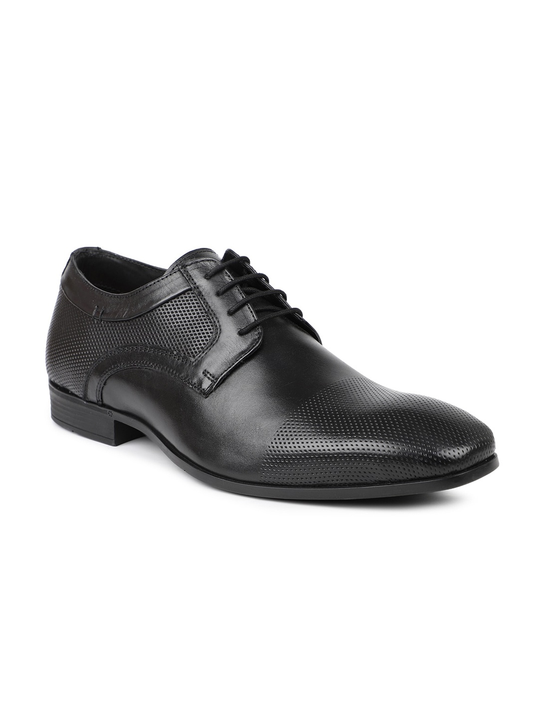 

ATESBER by Inc.5 Men Black Solid Leather Formal Derbys