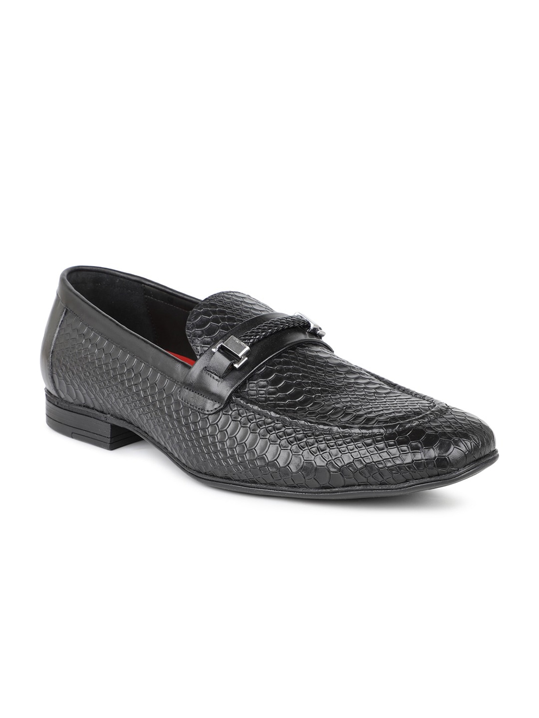 

ATESBER by Inc.5 Men Black Textured Formal Loafer Shoes