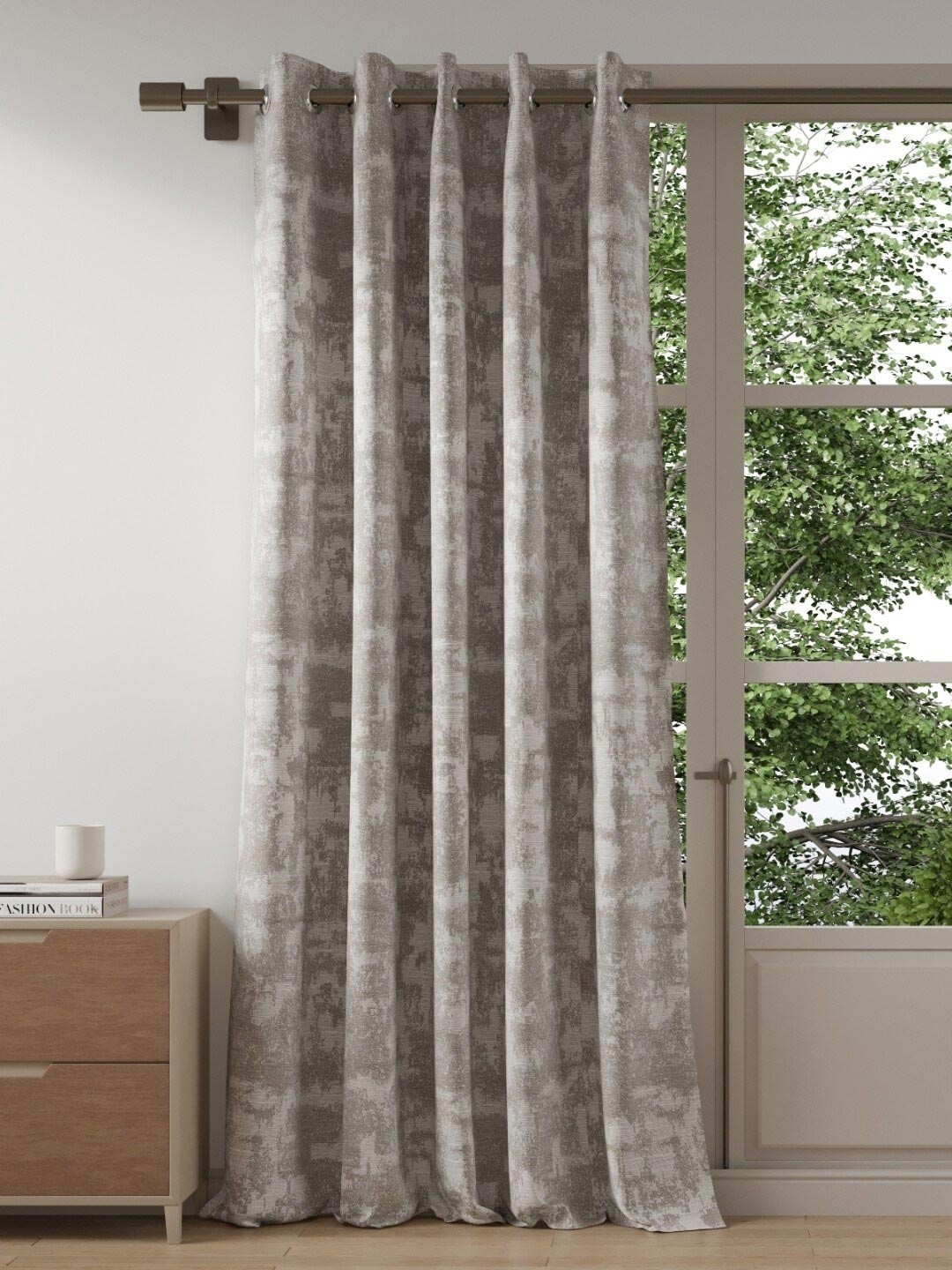 

DDecor Grey & White Long Door Curtain