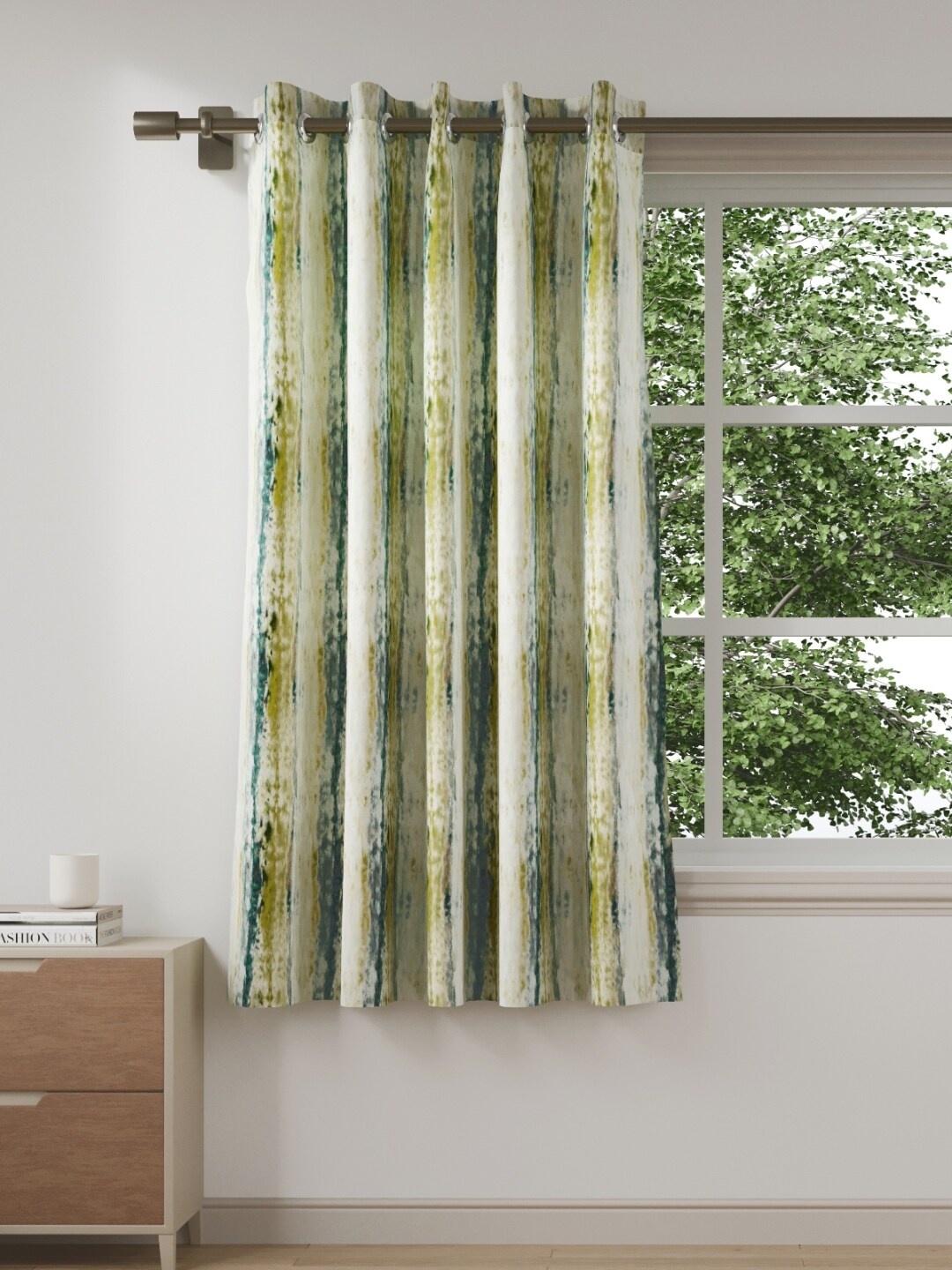 

DDecor Turquoise Blue & Cream-Coloured Window Curtain
