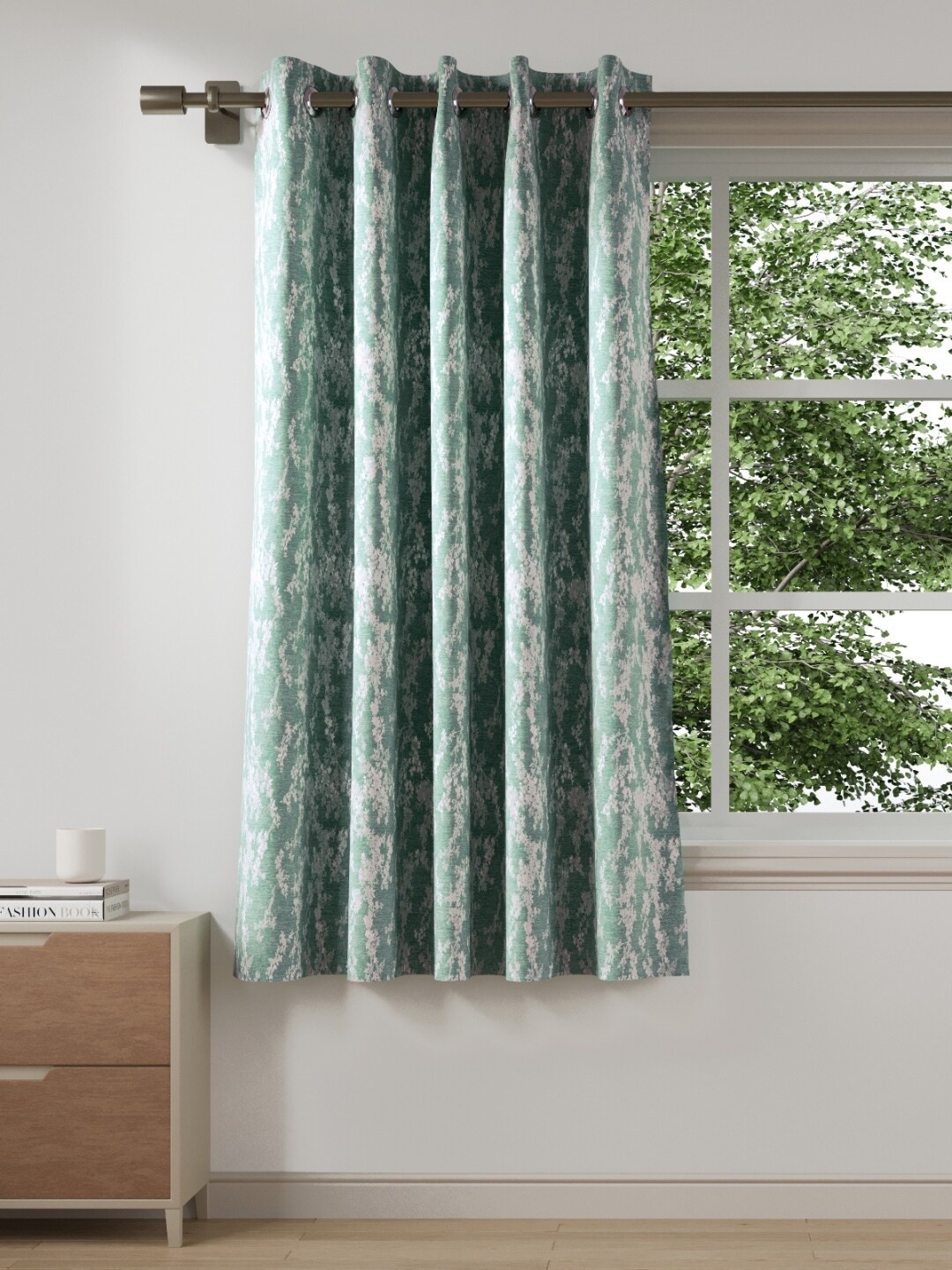 

DDecor Turquoise Blue & White Floral Window Curtain