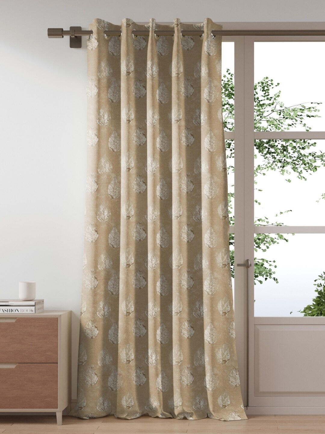 

DDecor Beige & White Long Door Curtain