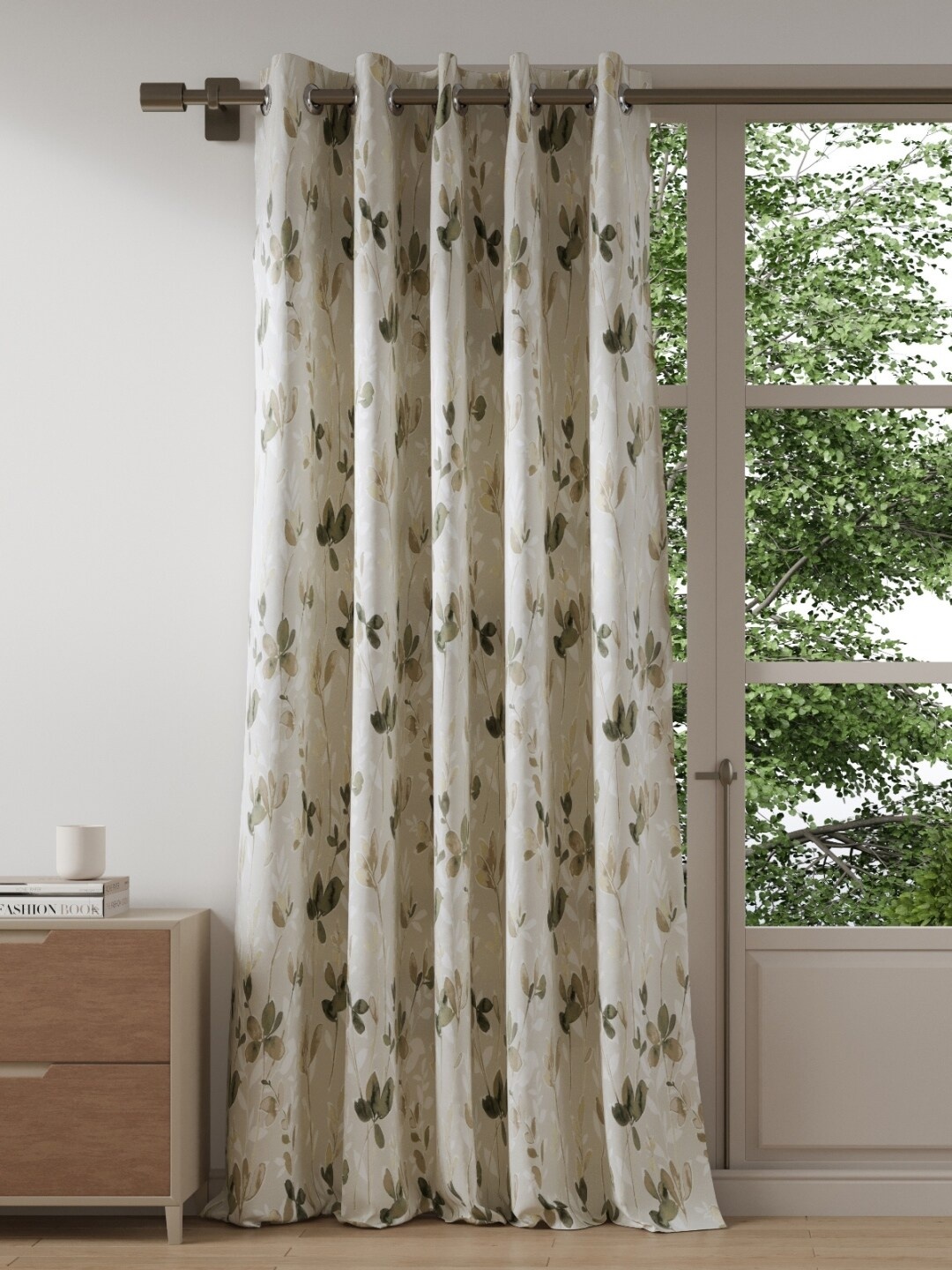 

DDecor Brown Floral Door Curtain