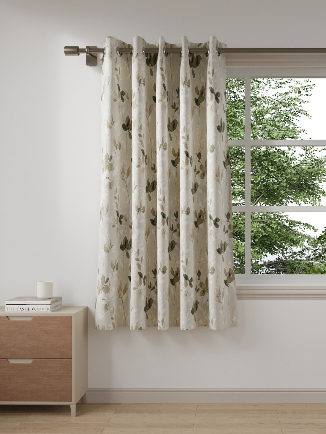 

DDecor Brown & Green Floral Window Curtain