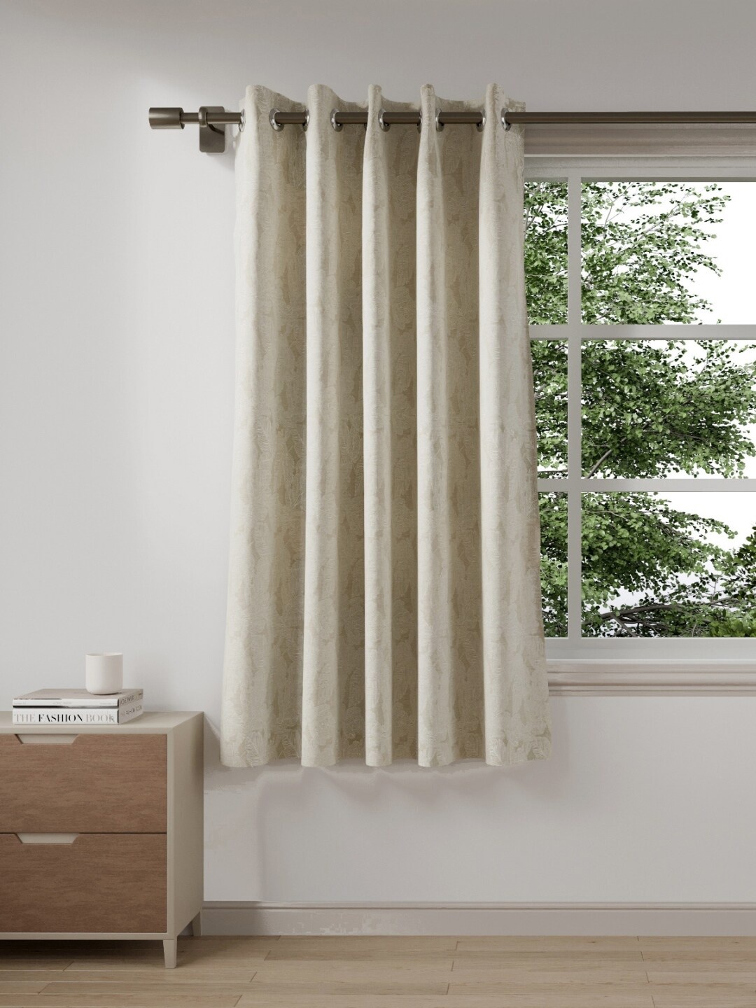 

DDecor Silver-Toned & Cream-Coloured Window 1Piece Curtain 5ft