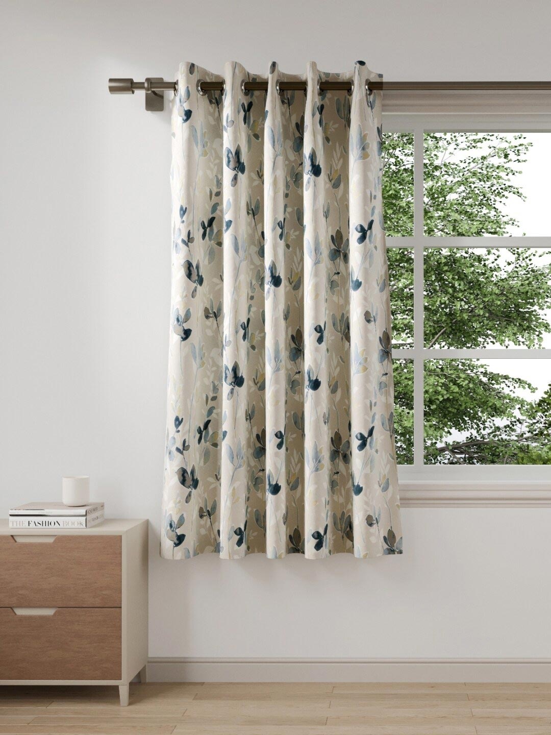 

DDecor Blue & White Floral Window Curtain