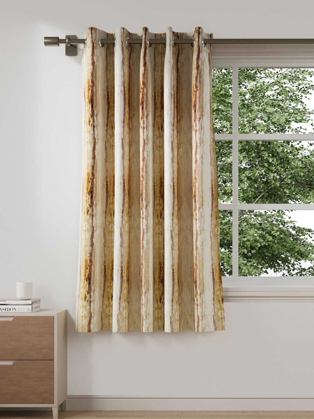 

DDecor Gold-Toned & Cream-Coloured Window Curtain