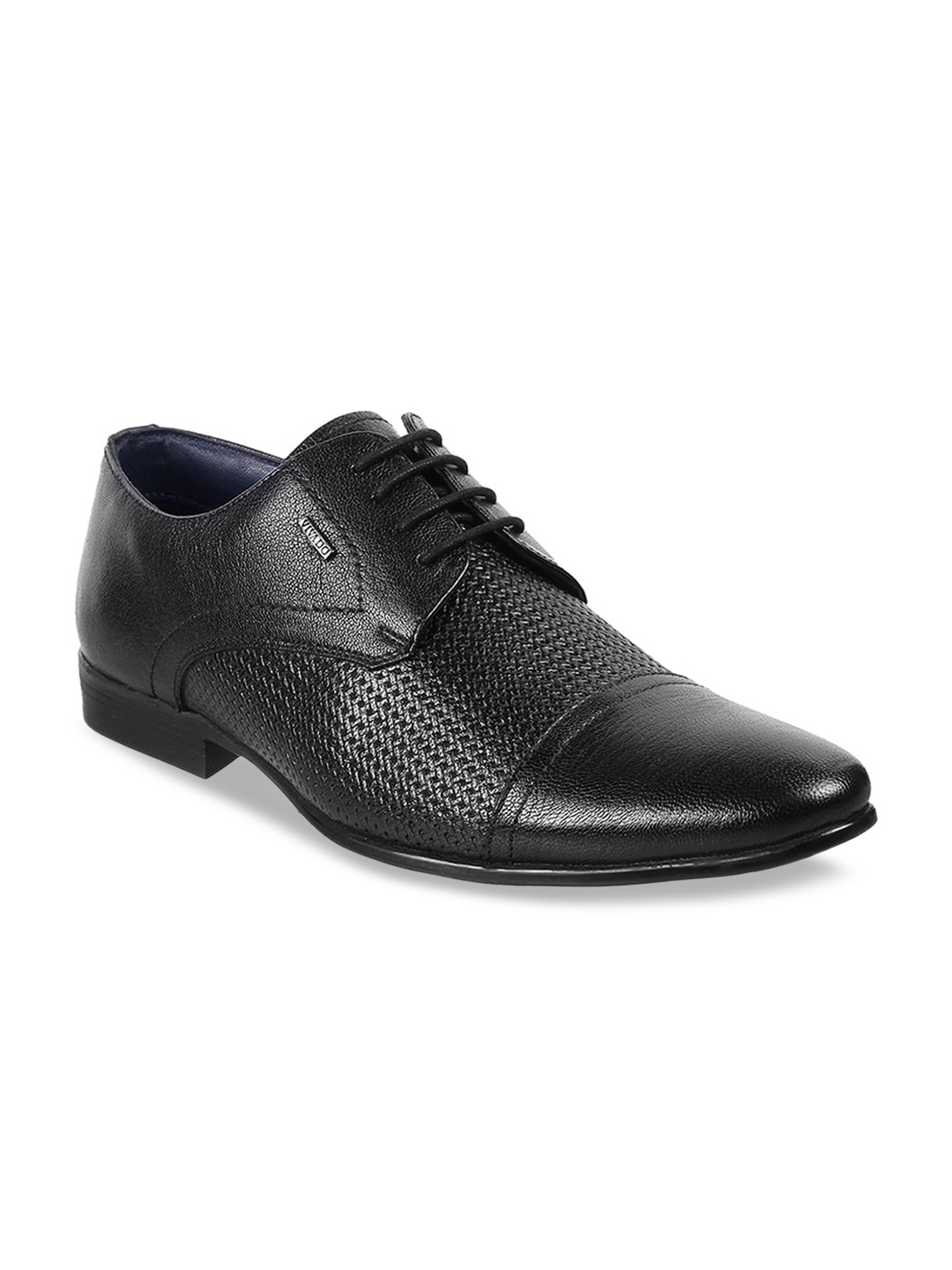 

WALKWAY by Metro Men Black Textured Leather Formal Derbys