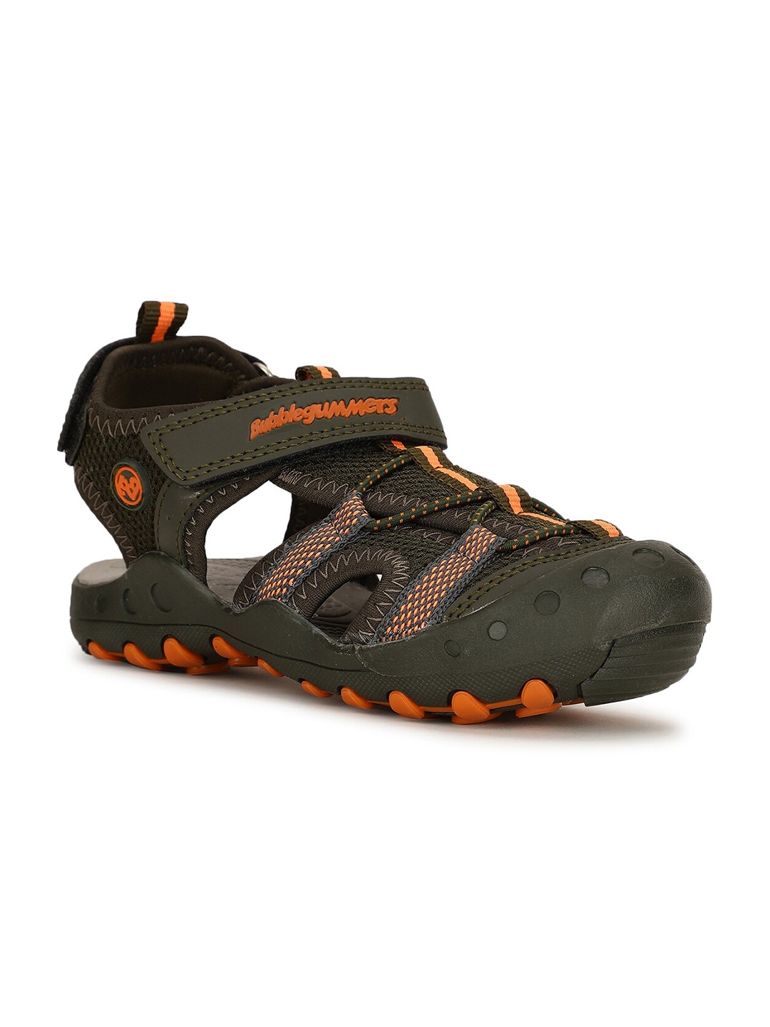 

Bubblegummers Boys Olive Green & Orange Fisherman Sandals