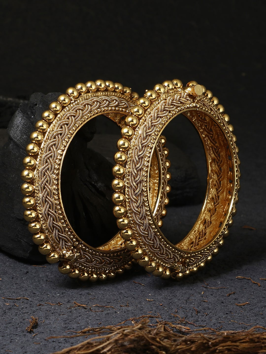 

Adwitiya Collection Set of 2 Gold-Plated 24 Carat Bangles