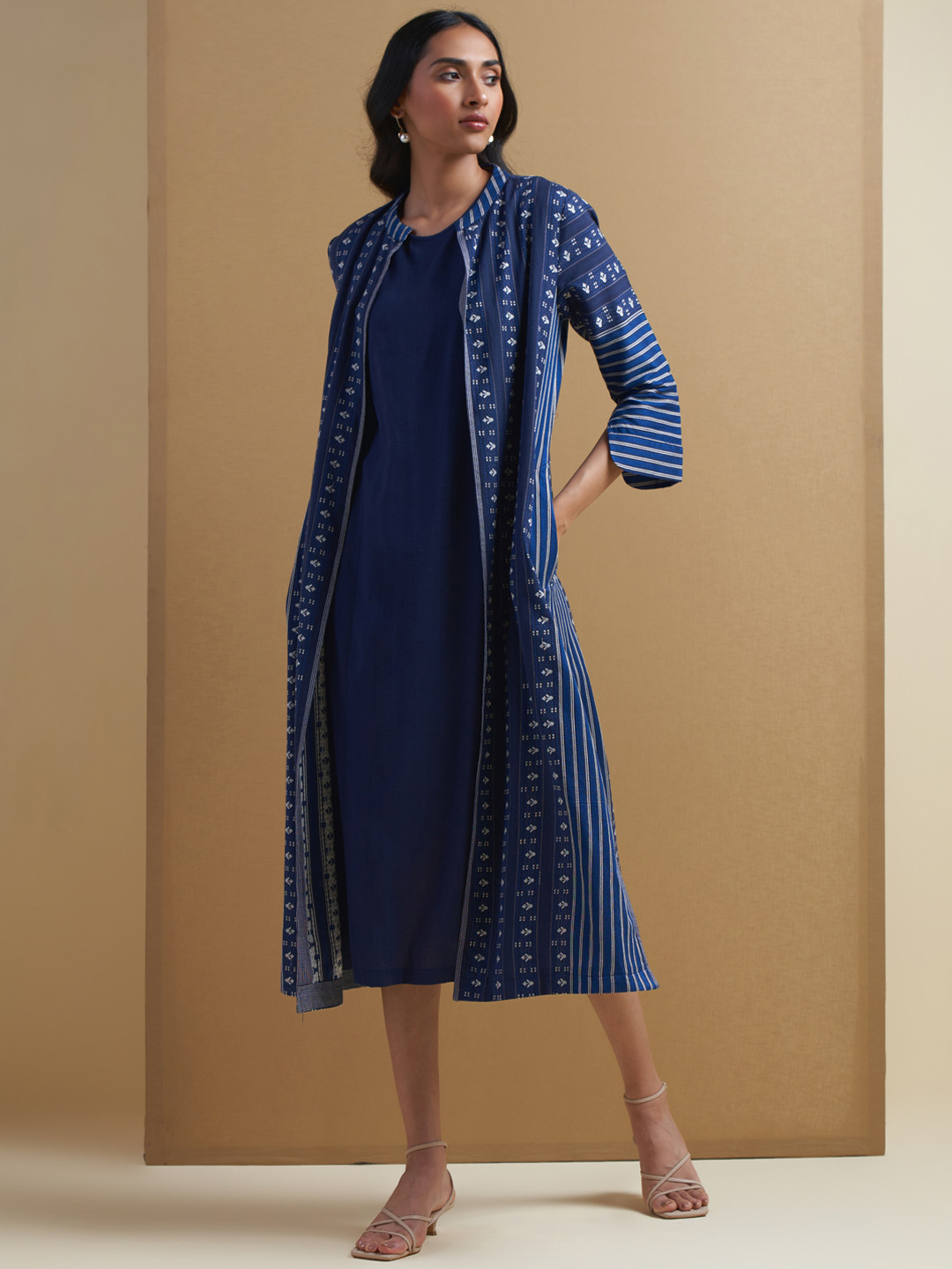 

Ritu Kumar Women Navy Blue Kurta with Shrug