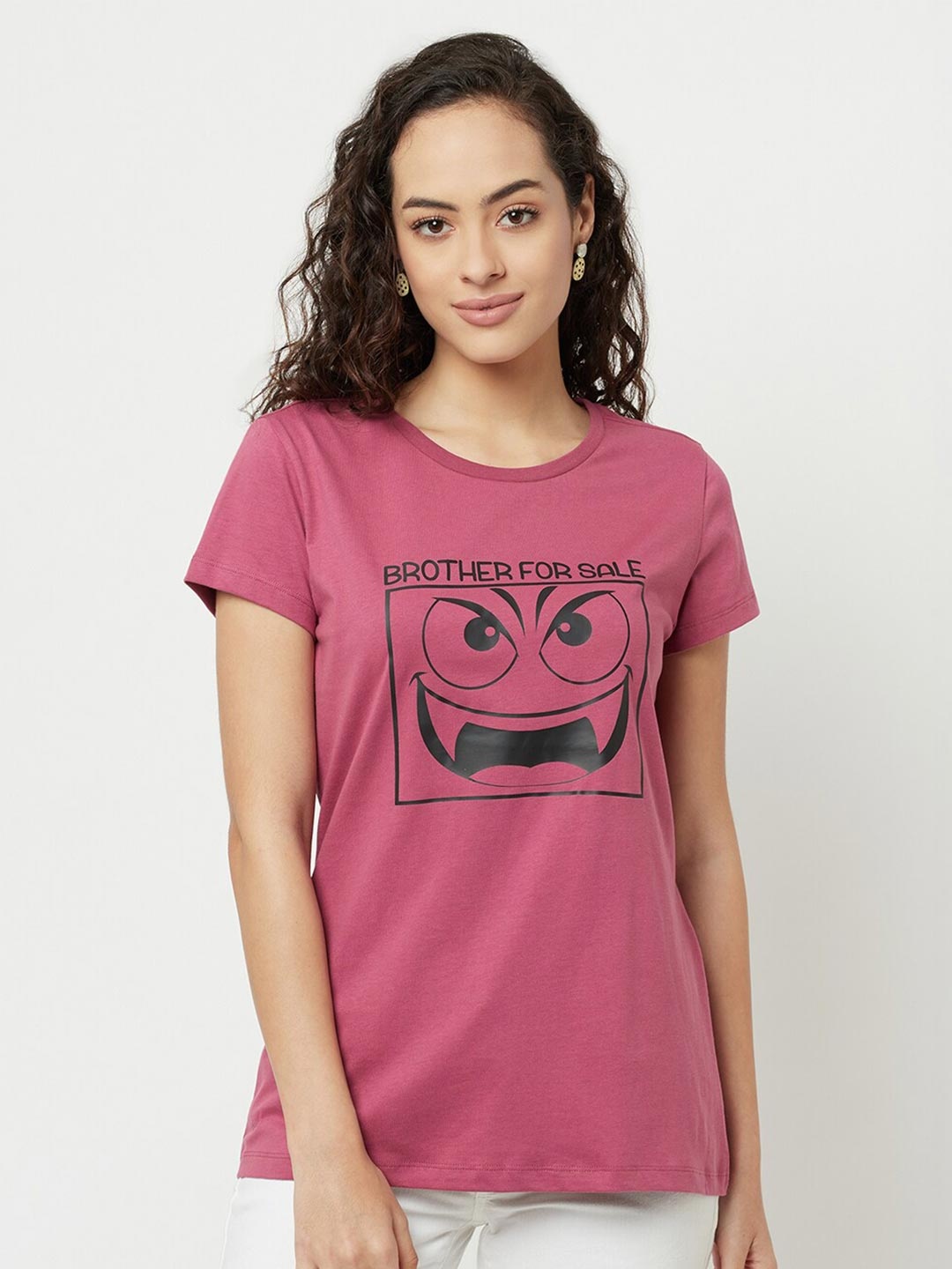 

EDRIO Women Rose Printed Pure Cotton T-shirt