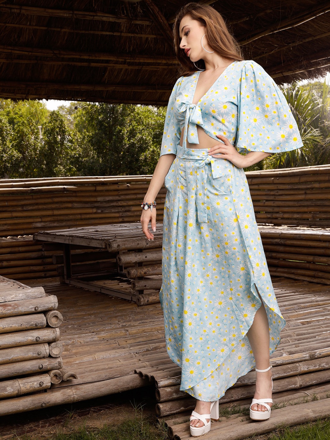 

Sera Women's Blue Floral Printed Co-Ord