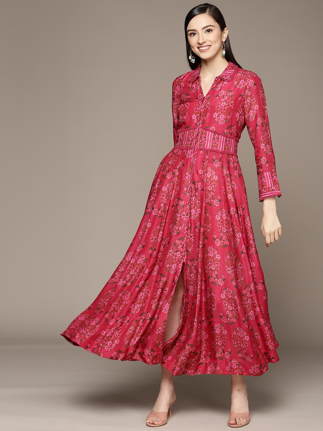 

Ritu Kumar Women Pink Ethnic Motifs Printed A-Line Ethnic Dress