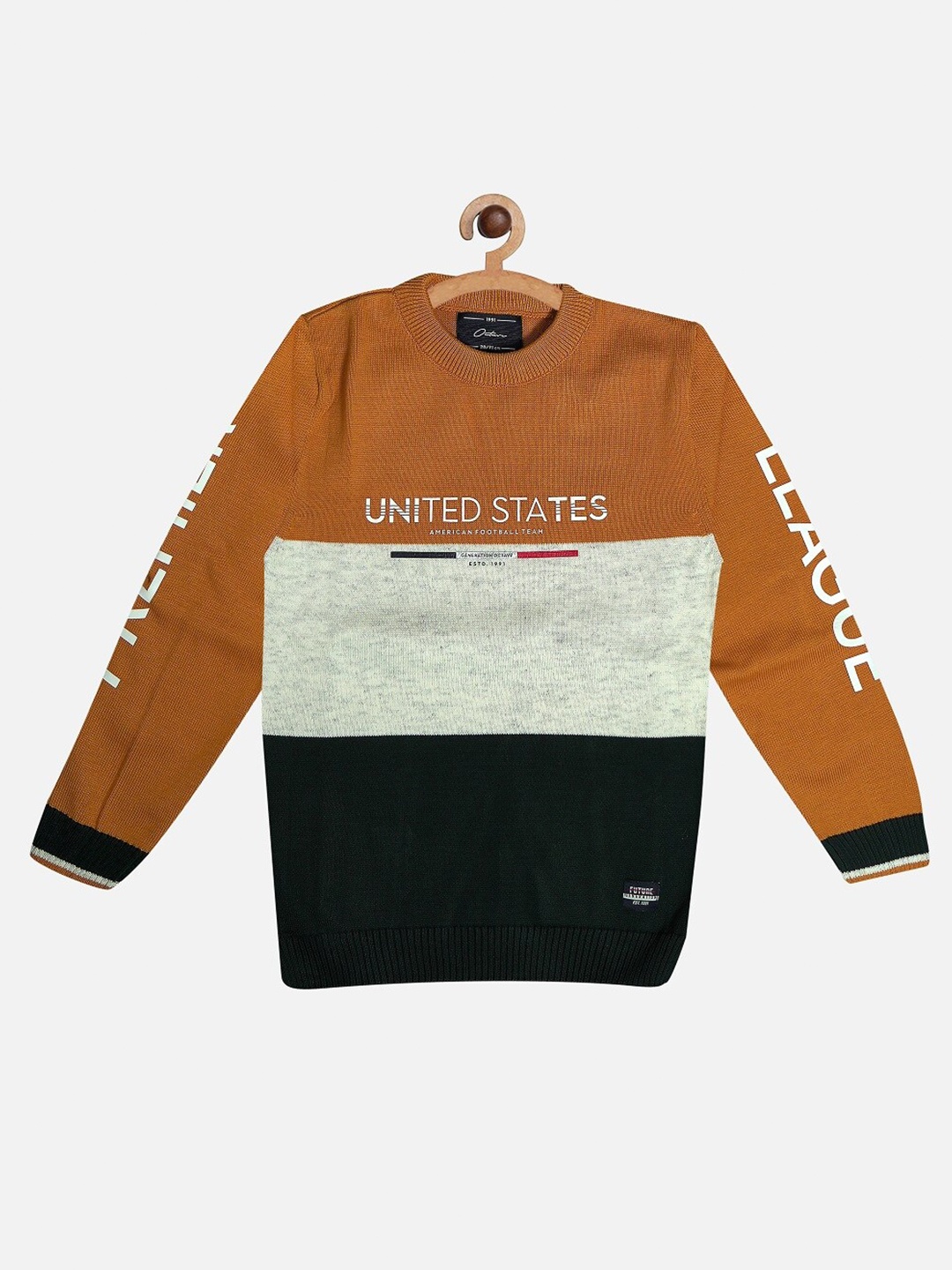 

Octave Boys Mustard & Grey Colourblocked Pullover