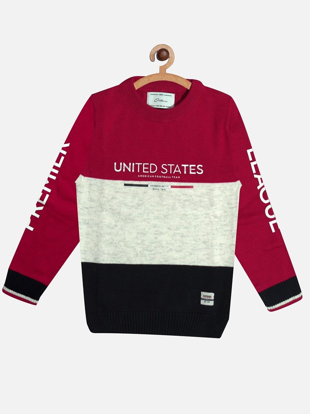 

Octave Boys Red & White Colourblocked Pullover