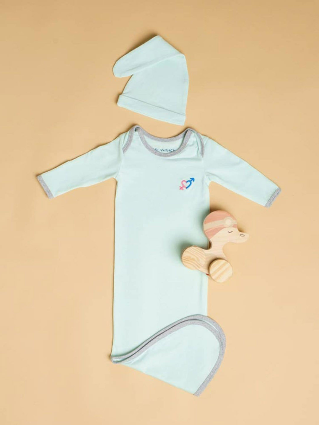 

haus & kinder Kids Mint Green Cotton Snug-Fit Bodysuit With Cap