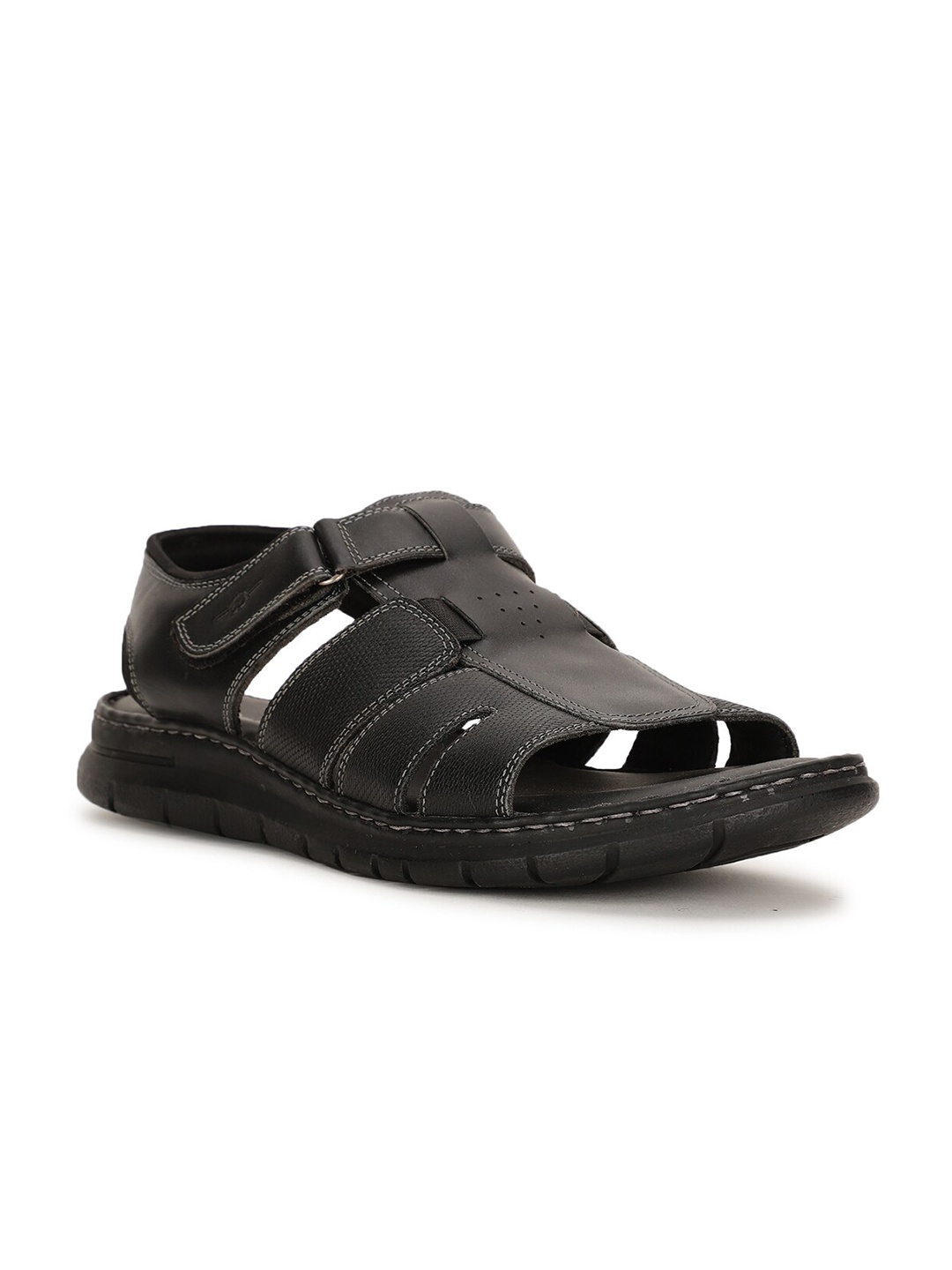 

Bata Men Black Leather Comfort Sandals