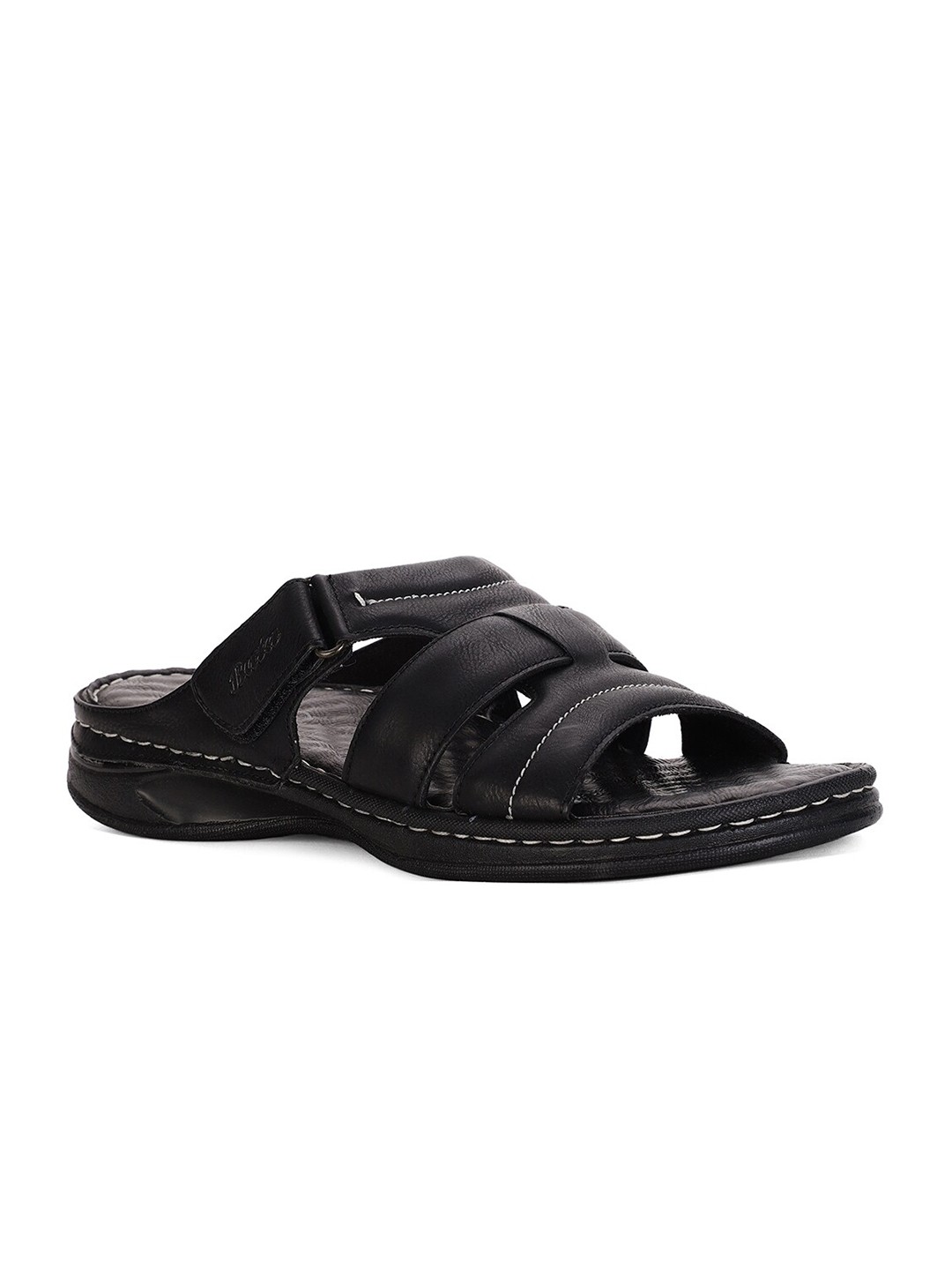 

Bata Men Black PU Comfort Side Belted Sandals