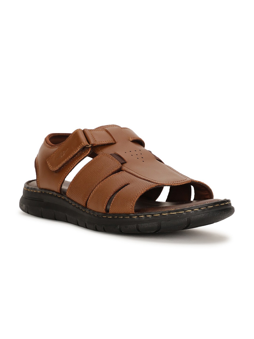 

Bata Men Tan & Black Leather Comfort Sandals