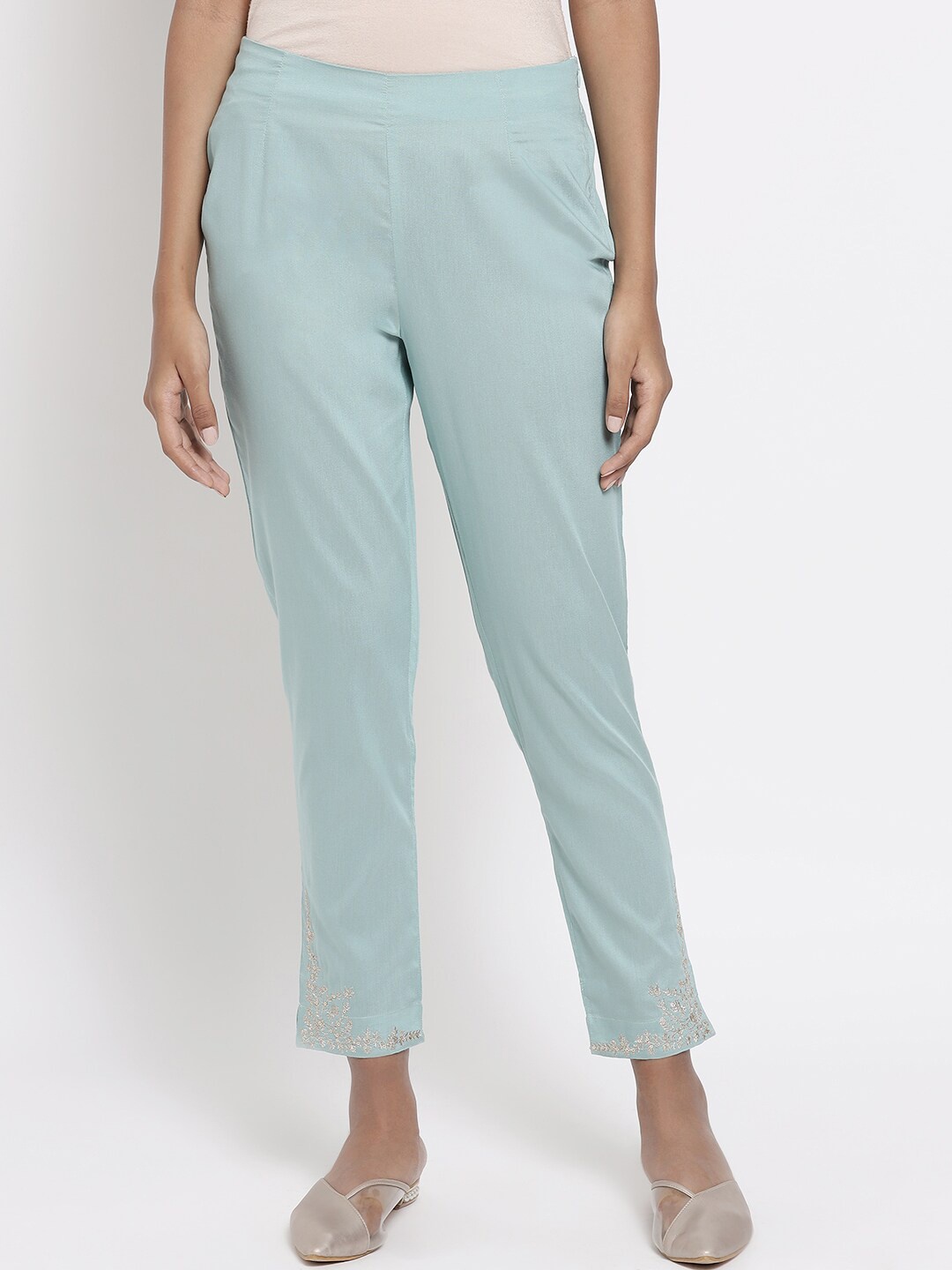 

W Women Teal Blue Ethnic Trousers