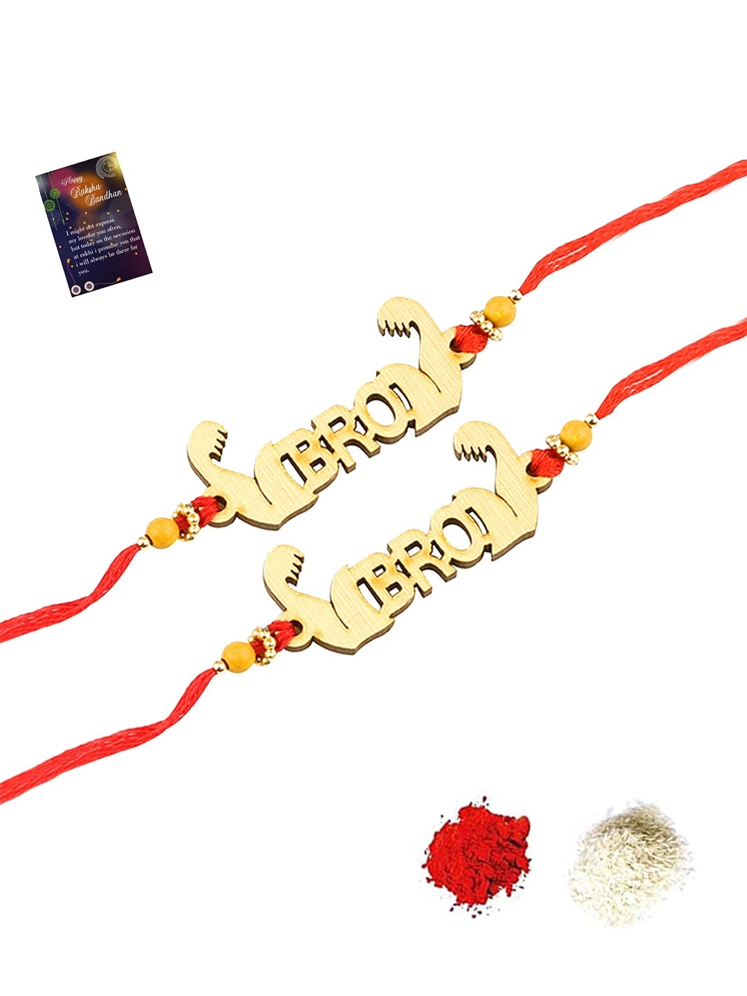 

Silver Shine 2 Rakhi With Roli Chawal And Greeting Card, Multi