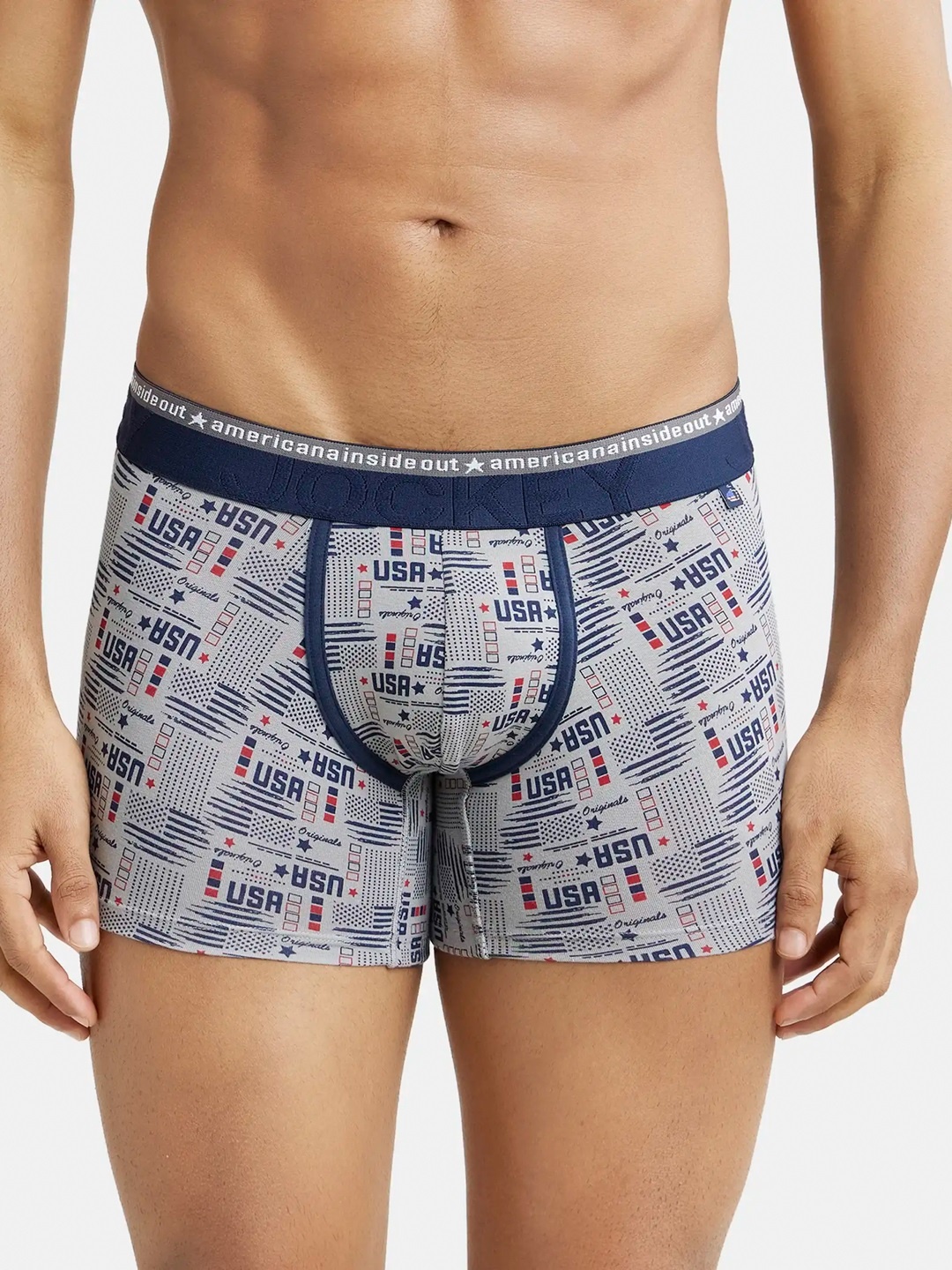 

Jockey Super Combed Cotton Stretch Printed Trunk with Ultrasoft Waistband-US63, Grey