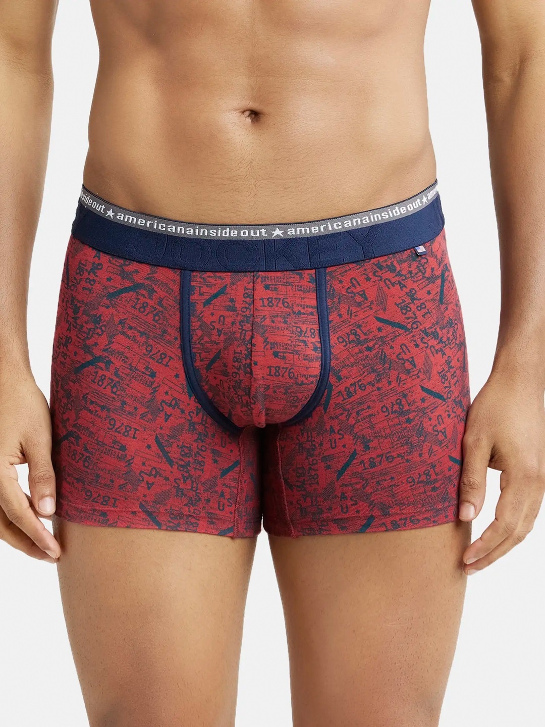 

Jockey Super Combed Cotton Stretch Printed Trunk with Ultrasoft Waistband-US63, Red