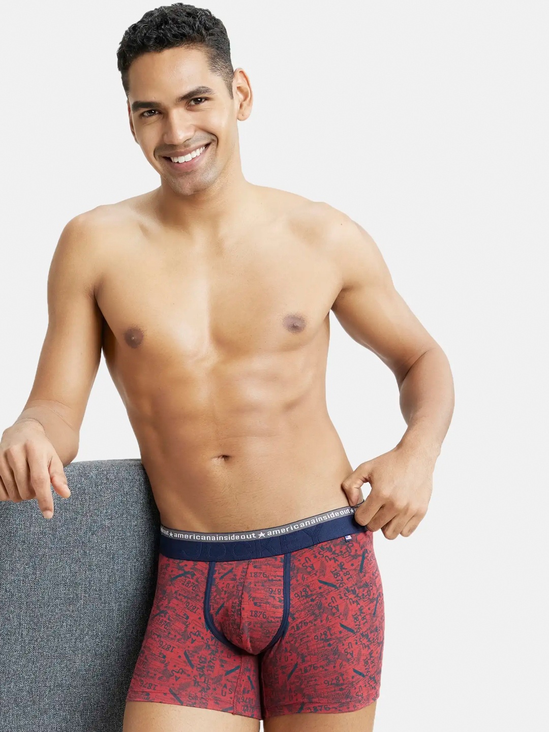 

Jockey Super Combed Cotton Stretch Printed Trunk with Ultrasoft Waistband-US63, Red