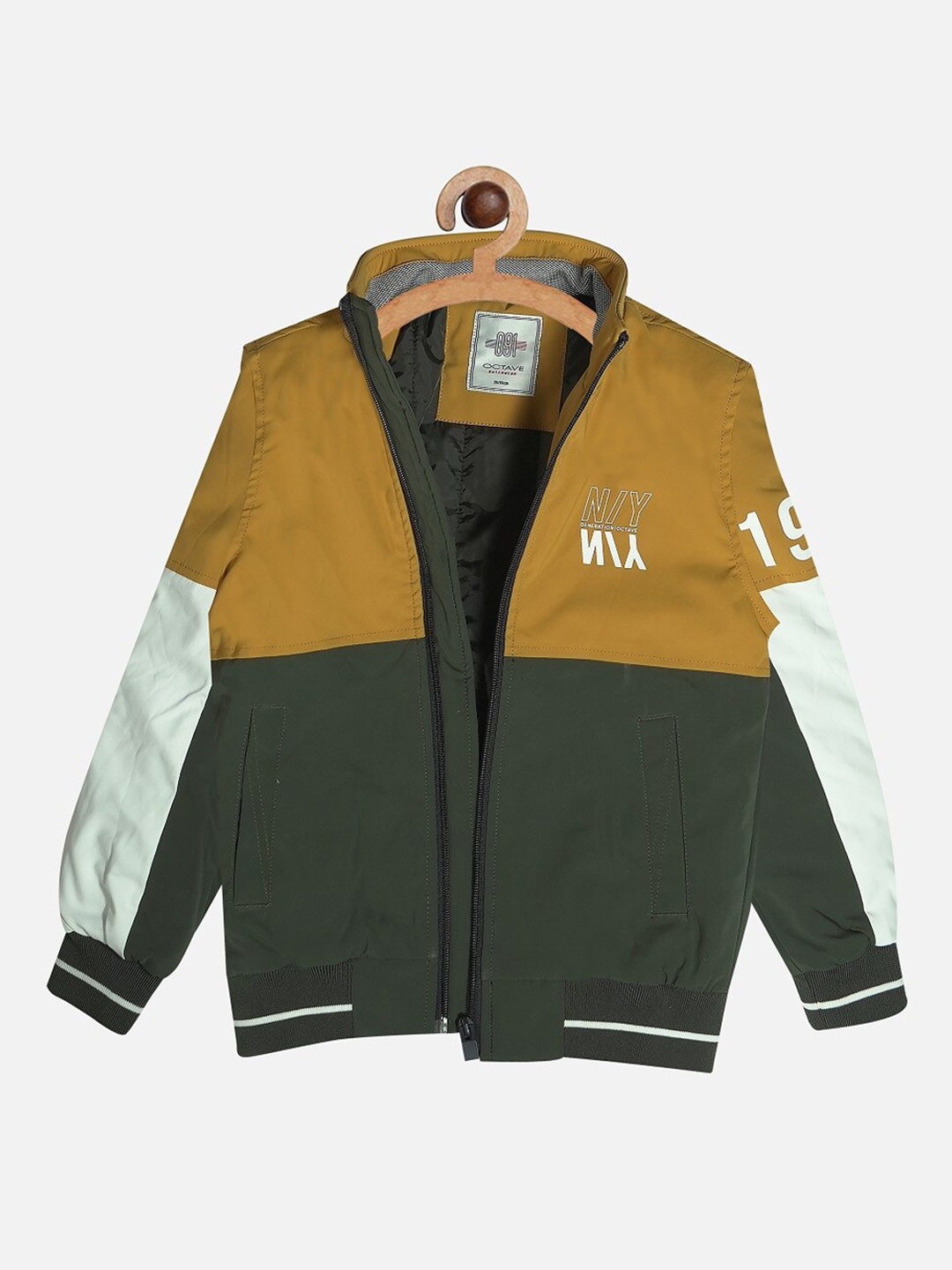 

Octave Boys Yellow Colourblocked Bomber with Patchwork Jacket