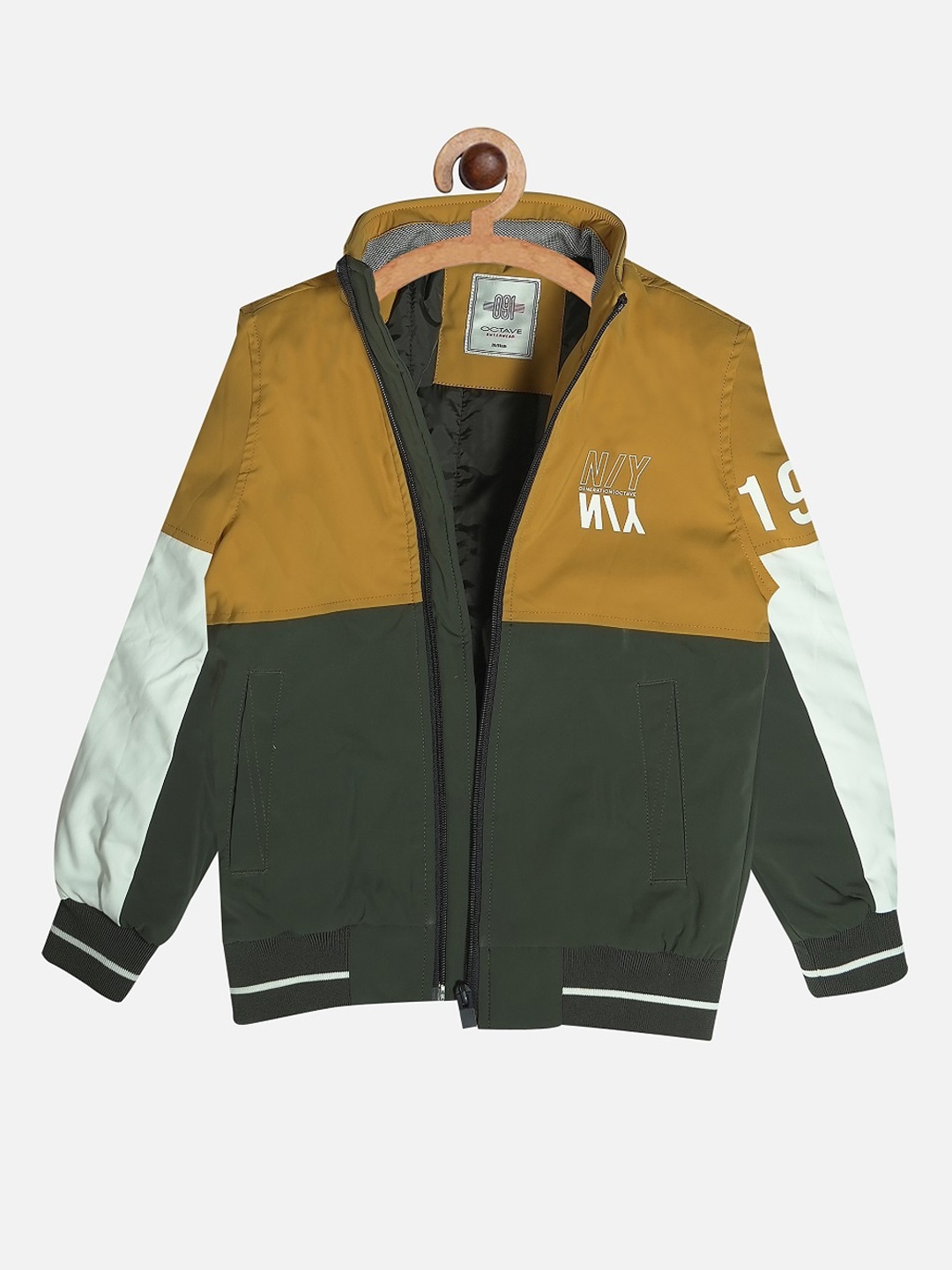 

Octave Boys Yellow Colourblocked Bomber with Patchwork Jacket