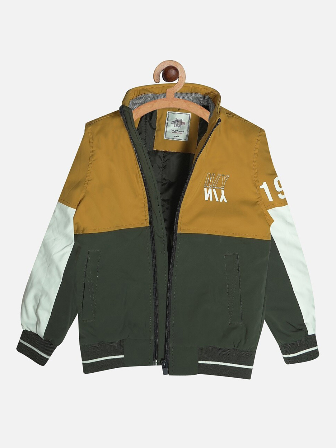 

Octave Boys Yellow Colourblocked Bomber with Patchwork Jacket