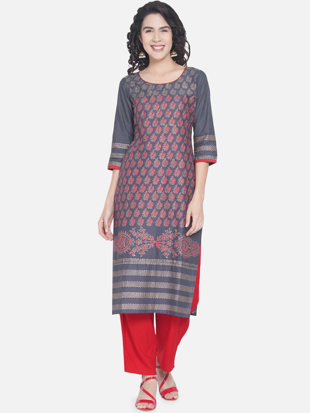 

RIYA Women Grey Ethnic Motifs Printed Kurta