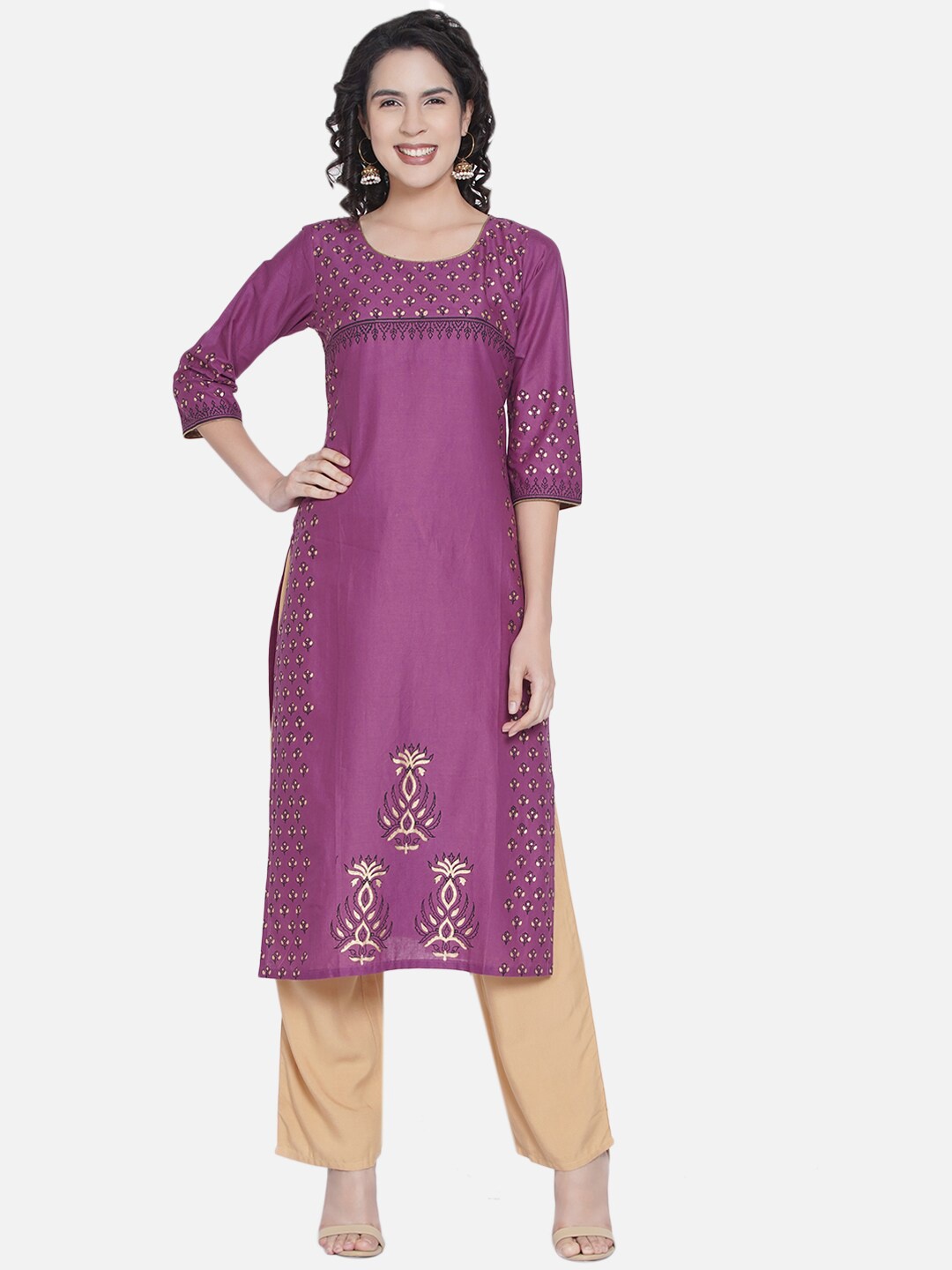 

RIYA Women Mauve Ethnic Motifs Printed Kurta