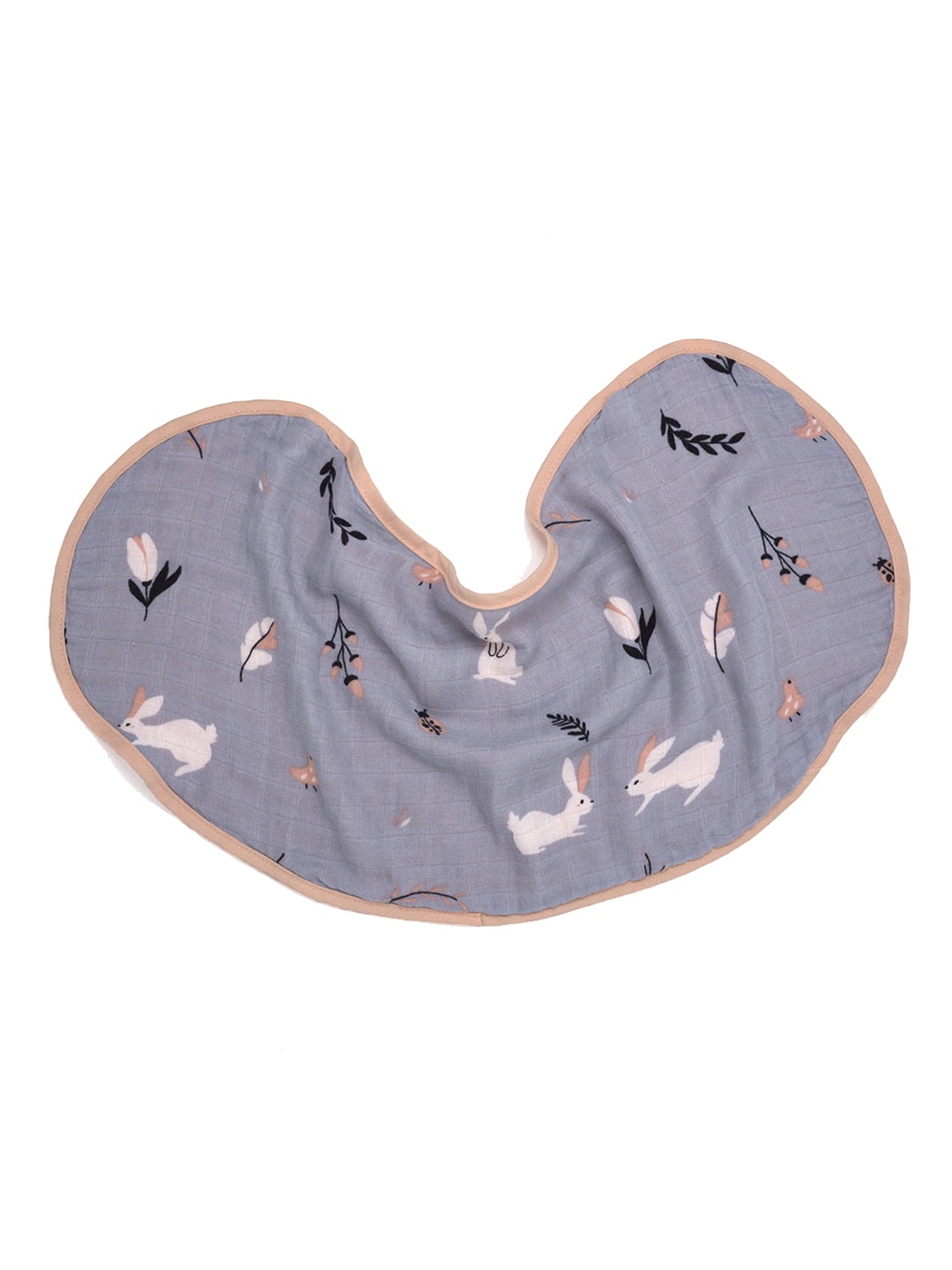 

cocoon care Infant Grey Rabbit Farm Printed Muslin Bib & Burp Cloth