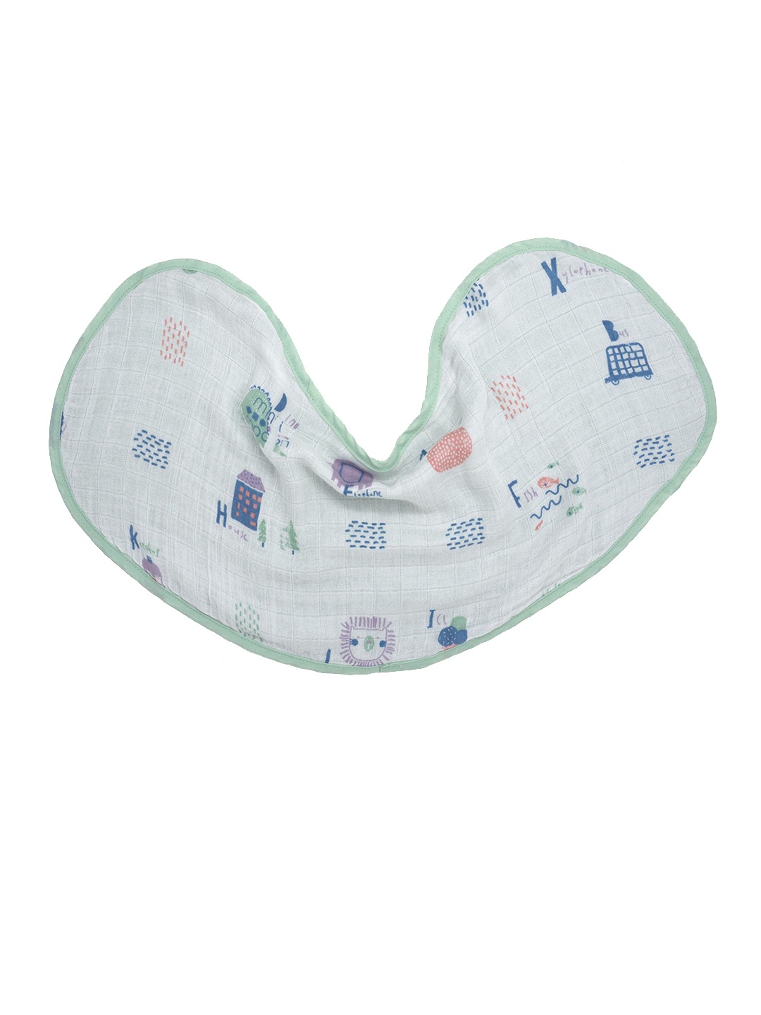 

cocoon care Infant White & Green Abc Printed Muslin Bibs & Burp Cloth