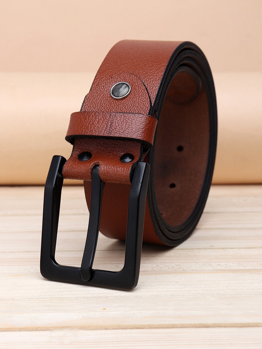 

URBAN ALFAMI Men Tan & Black Solid Casual Belt