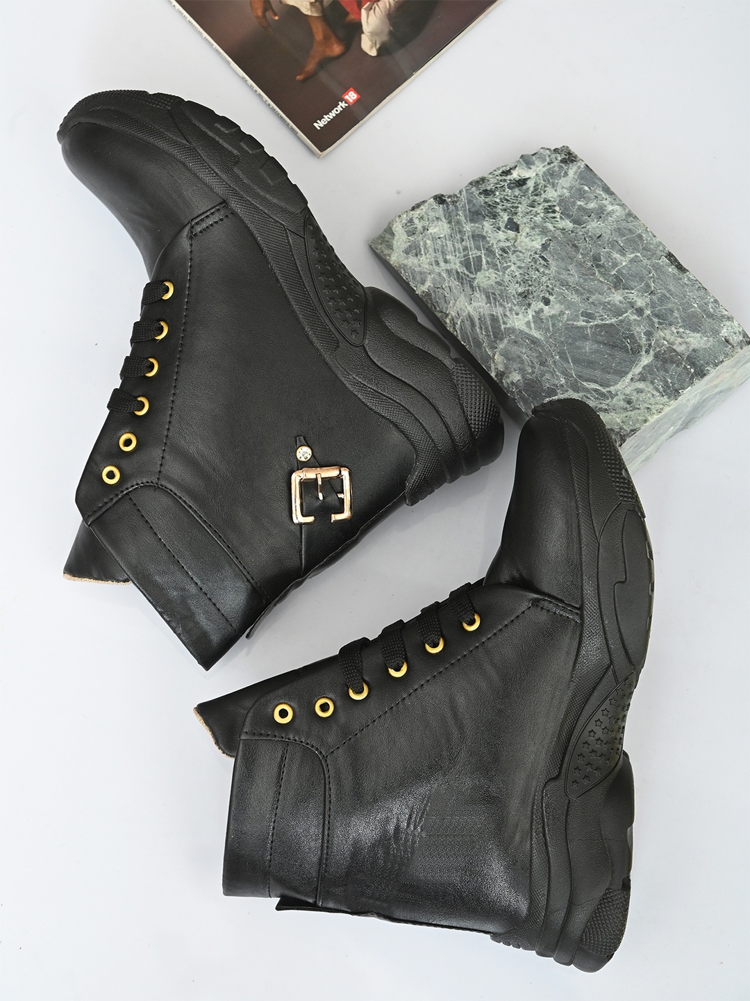

BOOTCO Women Black Solid Casual Regular Boots