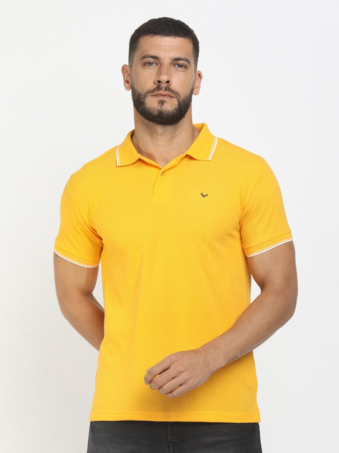 

V-Mart Men Mustard Yellow Polo Collar T-shirt
