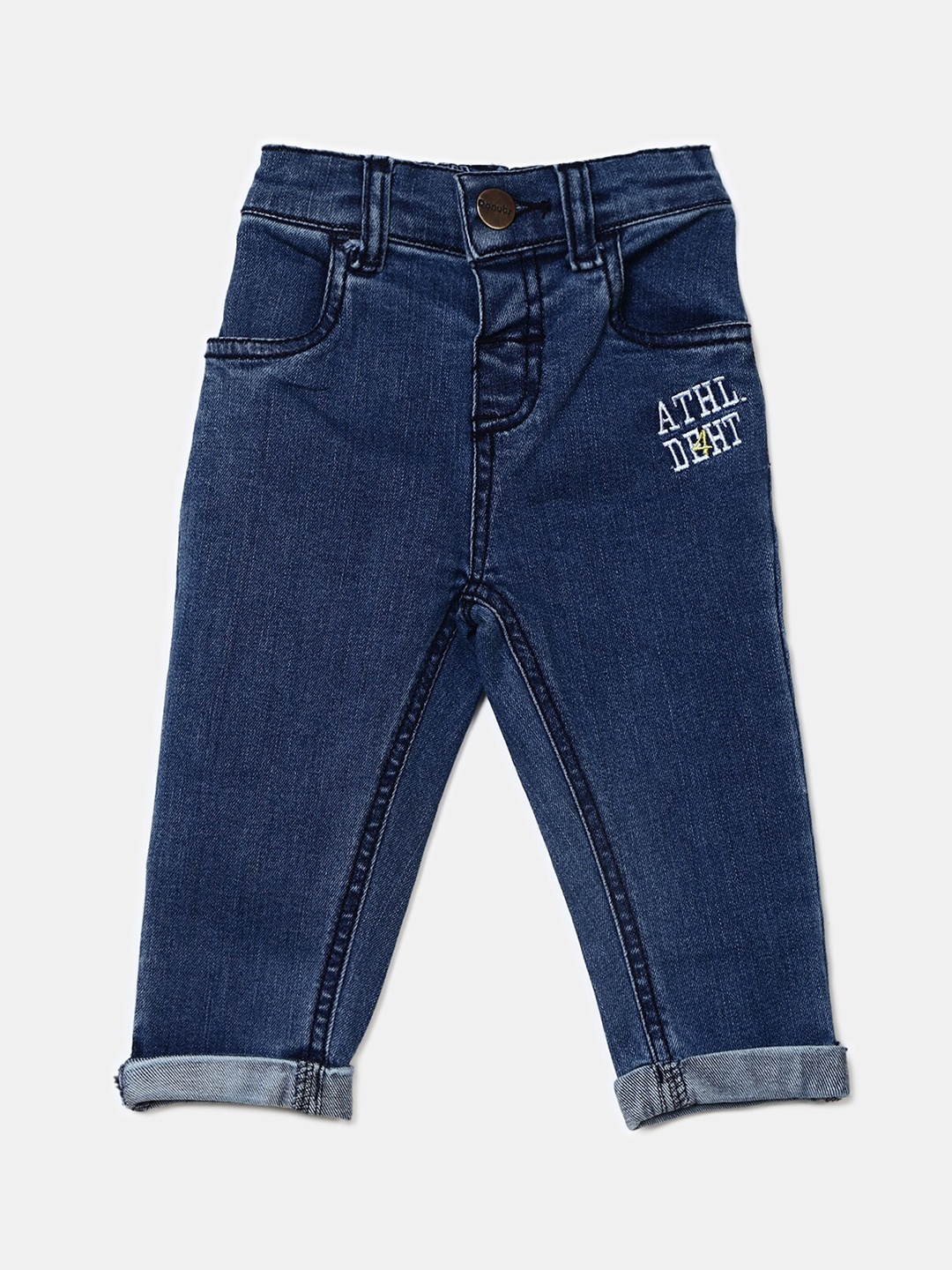 

V-Mart Unisex Kids Blue Classic Low Distress Jeans