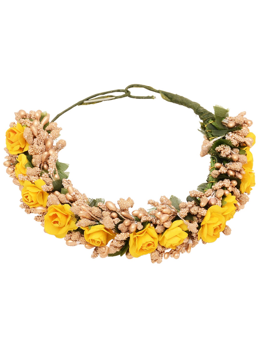 

Sanjog Women Yellow & Green Embellished Hair Accessory Juda Gajra