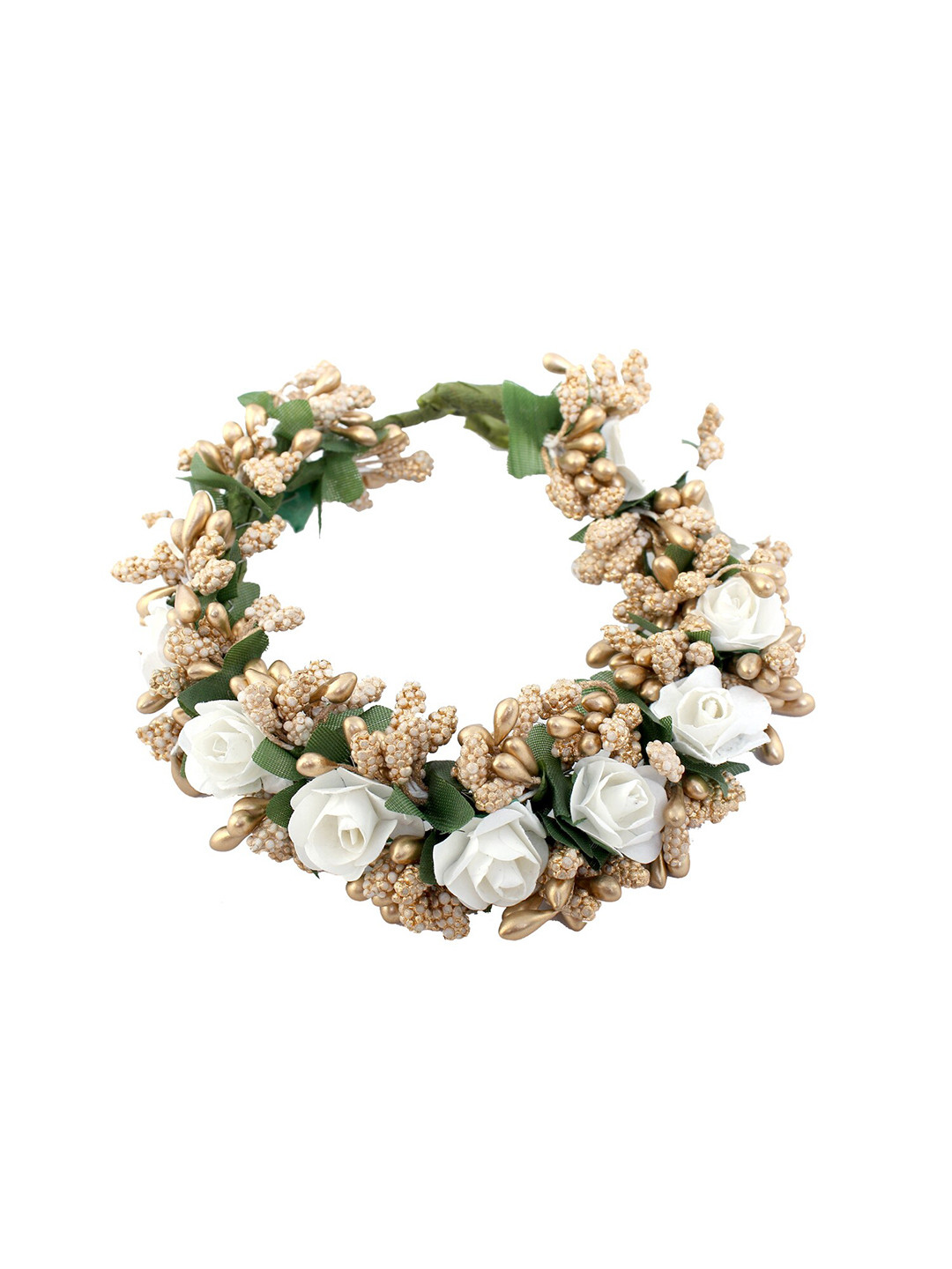 

Sanjog Women White & Gold-Toned Embellished Juda Gajra