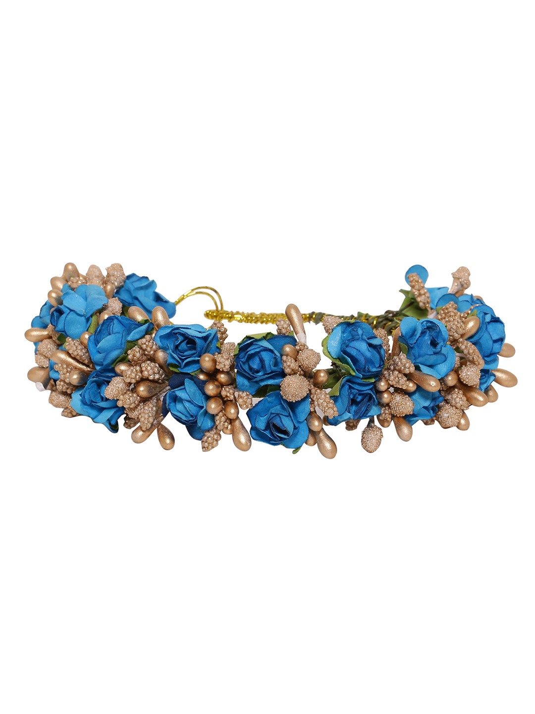 

Sanjog Women Blue & Gold-Toned Embellished Bun Gajra
