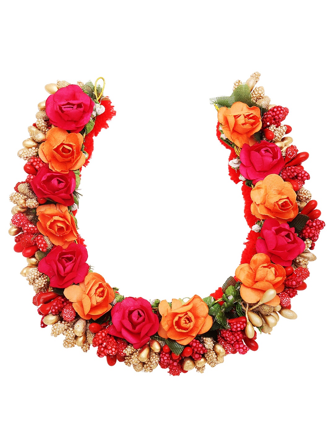 

Sanjog Women Orange & Red Embellished Juda Bun Gajra