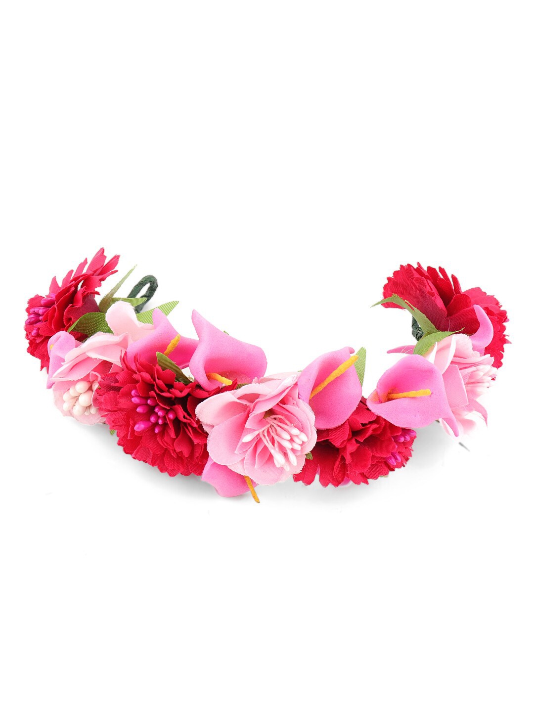 

Sanjog Women Pink Embellished Flower Hair Accessory Juda Gajra Tiara