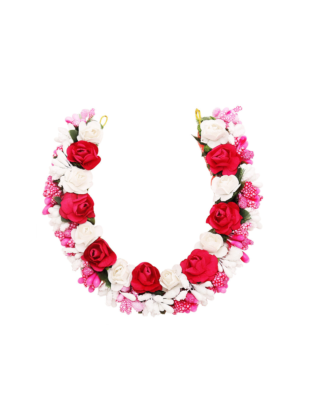 

Sanjog Women Pink White & Red Embellished Bun Gajra