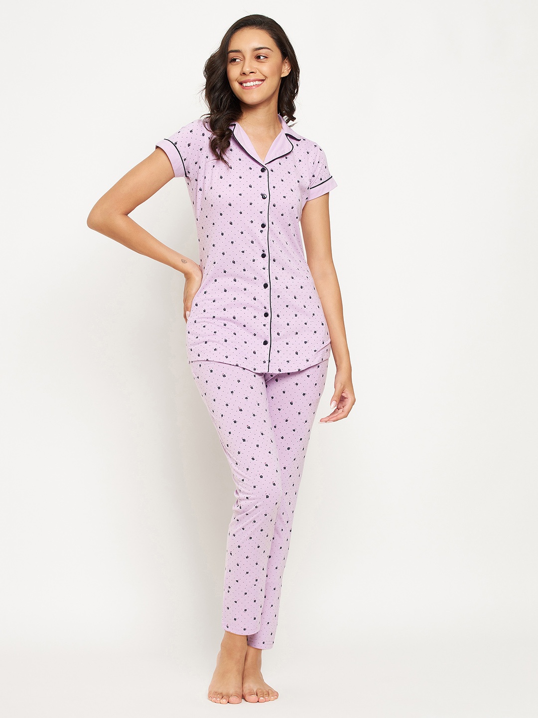 

Okane Women Mauve Printed Night suit