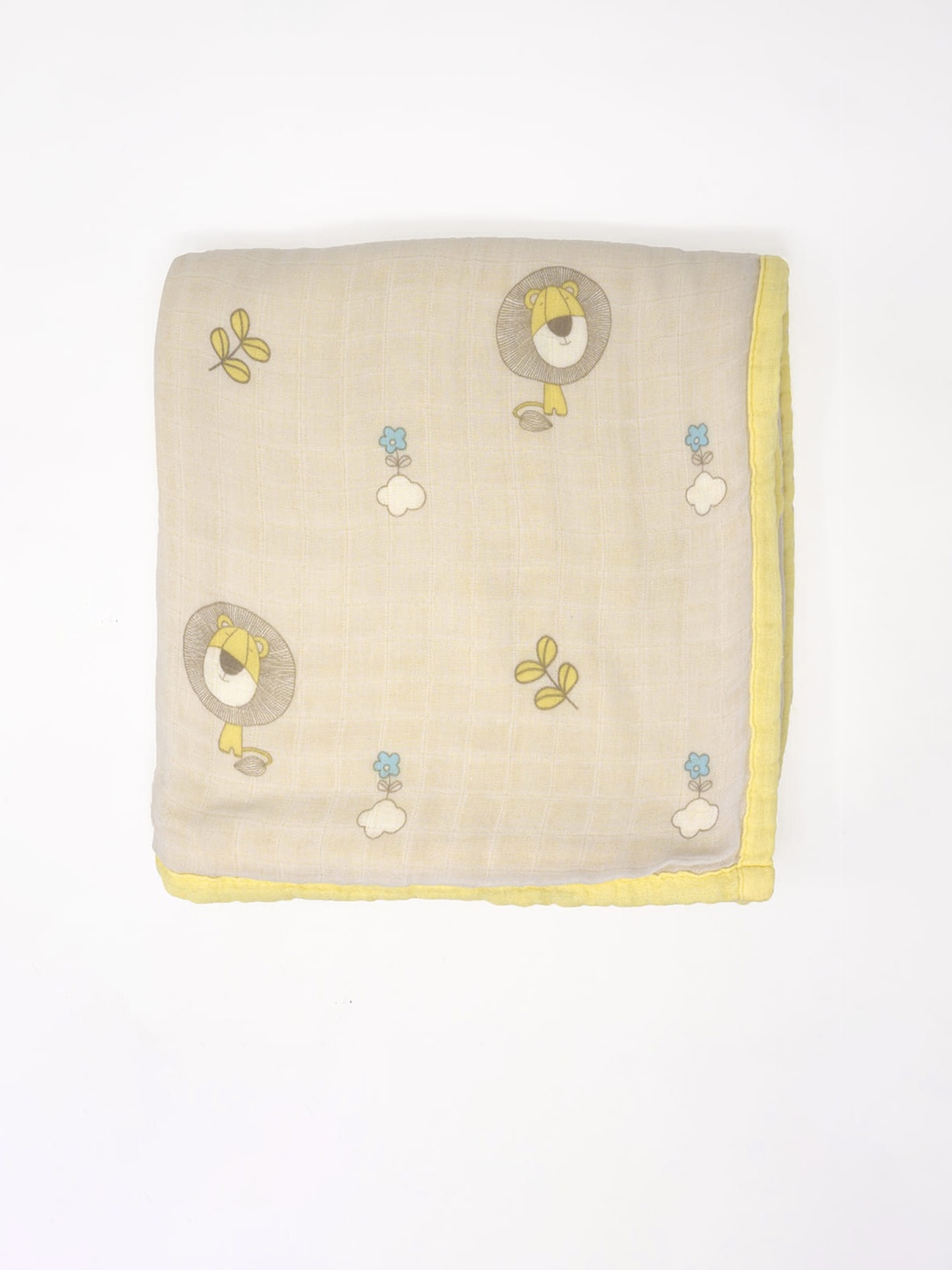 

cocoon care Unisex Kids Yellow Mighty lion Print Double Sided Blankets